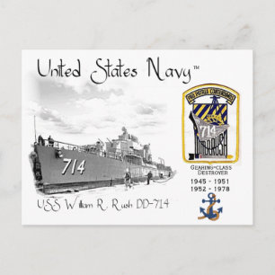 USS WILLIAM R. Rush DD-714 VERNIETIGER Briefkaart