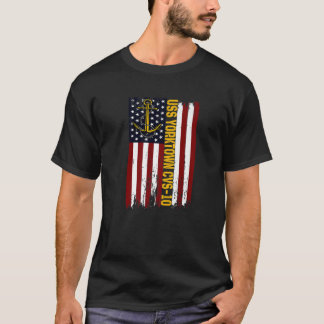 USS Yorktown CVS-10 Vliegtuig Carrier American Fla T-shirt