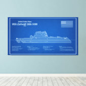 USS Zumwalt - Schip Blauwdruk Plannen ABD Canvas Afdruk (Insitu (Houten vloer))