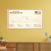 USS Zumwalt - Schip Blauwdruk Plannen SD Canvas Afdruk (Insitu (Woonkamer))