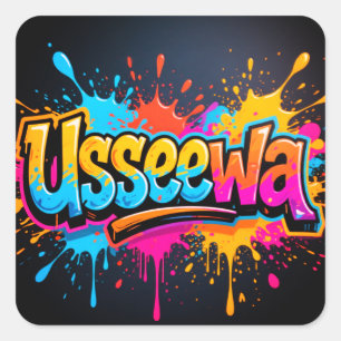 Usseewa – Surrealistische Sonic Energy Concept Vierkante Sticker