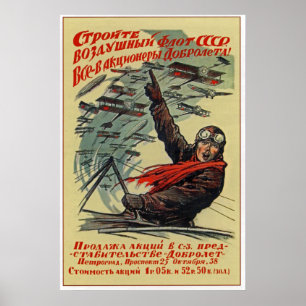 USSR ~ Bouw de luchtvloot "Dobrolyot" 1923 op Poster