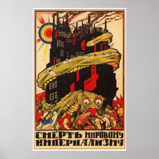 USSR Sovjet Bolsjewik Propaganda 1919 Poster (Voorkant)