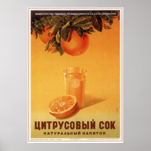 USSR Sovjet Citrus Juice Adverteren 1951 Poster