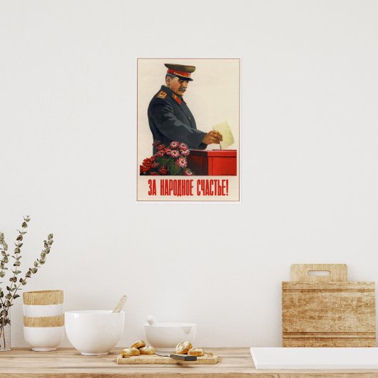USSR Sovjet Propaganda Stalin 1950 Poster (Keuken)
