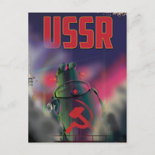 USSR sovjet rusland cartoon reist posterkunst . Briefkaart
