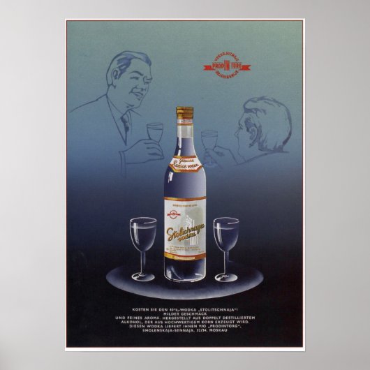 USSR Sovjet Stolichnaya Vodka Adverteren 1965 Poster (Voorkant)