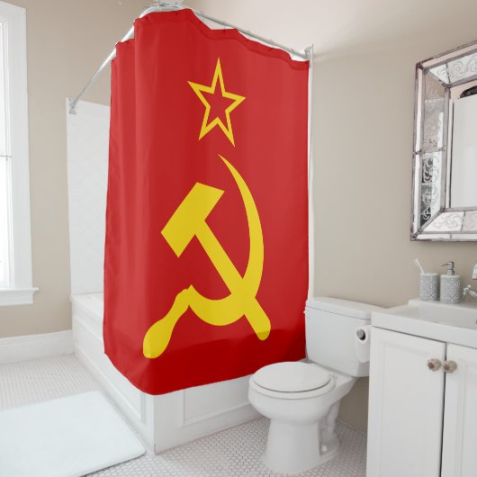USSR - Vlag - Sovjetunie - vlag Douchegordijn (In situ)