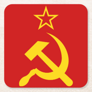 USSR - Vlag - Sovjetunie - vlag Vierkante Kartonnen Onderzetter