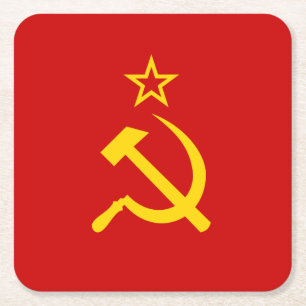 USSR-vlag Vierkante Kartonnen Onderzetter