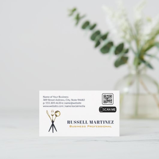 Ustensiles | Carte de visite de code QR (Debout devant)