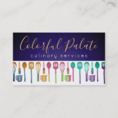 Ustensiles colorés chef traiteur carte de visite (Devant)