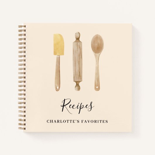 ustensiles de cuisine en bois recette beige livre (Devant)