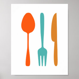 Ustensiles de cuisine Poster de style milieu du si