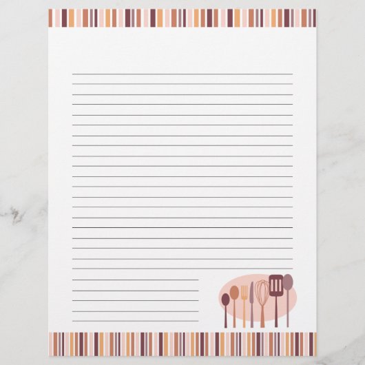 Ustensiles de cuisine rétro Pages de recettes (Devant)