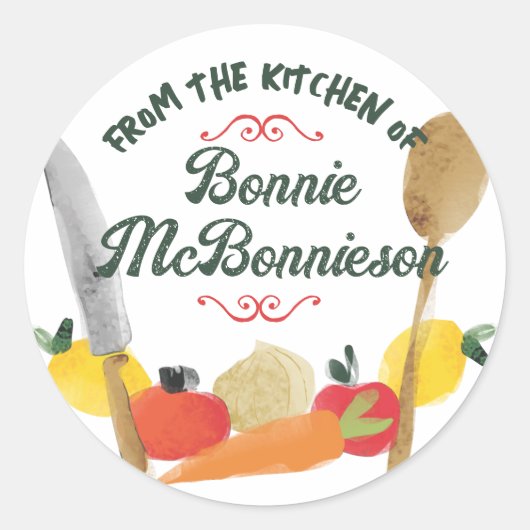 ustensiles de fruits et légumes cuisines étiquette (Devant)