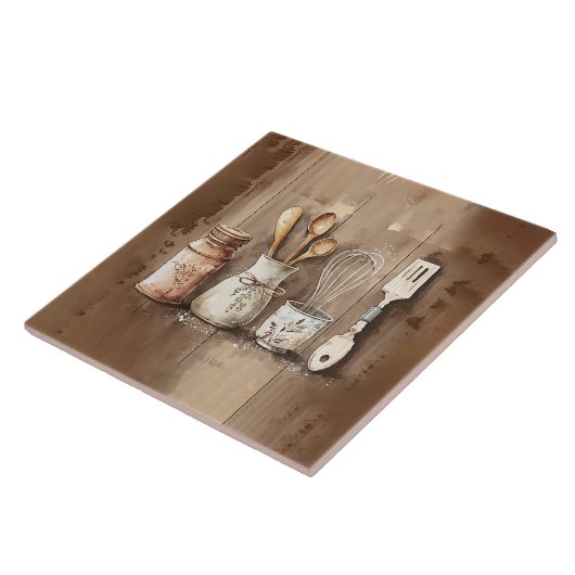 Ustensiles rustiques Aquarelles Faux Carreaux en c (Côté)