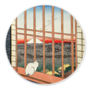 Utagawa Hiroshige - Asakusa Rijstvelden Keramische Knop