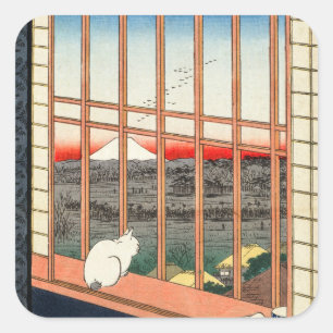 Utagawa Hiroshige - Asakusa Rijstvelden Vierkante Sticker