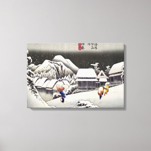 Utagawa Hiroshige - Avondsneuw in Kanbara Canvas Afdruk