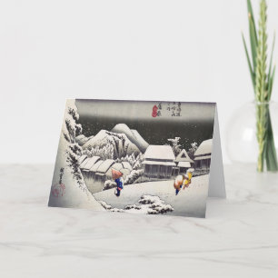 Utagawa Hiroshige - Avondsneuw in Kanbara Kaart