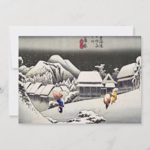 Utagawa Hiroshige - Avondsneuw in Kanbara Kaart