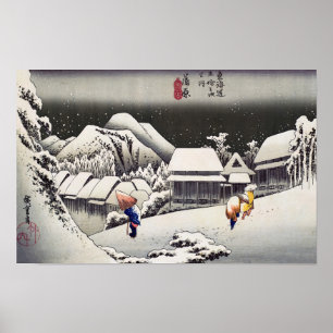 Utagawa Hiroshige - Avondsneuw in Kanbara Poster