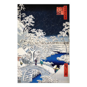 Utagawa Hiroshige - Drum Bridge in Meguro Foto Afdruk