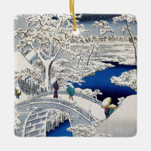 Utagawa Hiroshige - Drum Bridge in Meguro Keramisch Ornament
