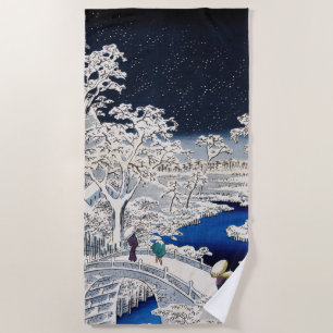 Utagawa Hiroshige - Drum Bridge in Meguro Strandlaken