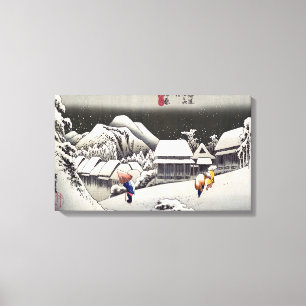 Utagawa Hiroshige - Evening Snow at Kanbara Canvas Afdruk