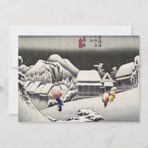 Utagawa Hiroshige - Evening Snow at Kanbara Kaart