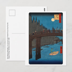Utagawa Hiroshige - Kyoto Bridge door Moonlight Briefkaart