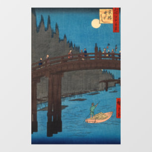 Utagawa Hiroshige - Kyoto Bridge door Moonlight Raamsticker