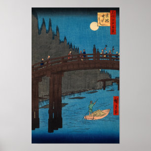 Utagawa Hiroshige - Kyoto Brug in het maanlicht Poster