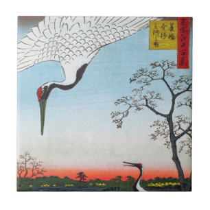 Utagawa Hiroshige - Minowa, Kanasugi, Mikawashima Tegeltje
