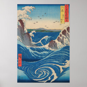 Utagawa Hiroshige - Naruto-draaikolk, provincie Aw Poster