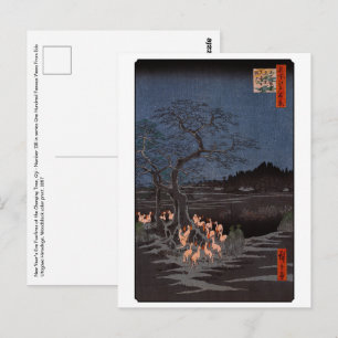 Utagawa Hiroshige - Oud en nieuw vuurwerk van voss Briefkaart