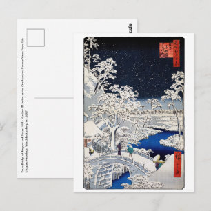 Utagawa Hiroshige - Trommelbrug bij Meguro Briefkaart