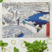 Utagawa Hiroshige - Trommelbrug bij Meguro Theedoek (Gevouwen)