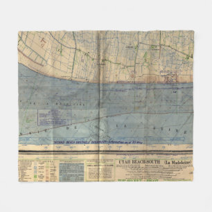  Utah Beach D-Day Invasion Map (1944) Fleece Deken