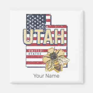 Utah Bee Verenigde Staten Retro Kaart Verenigde S Magneet