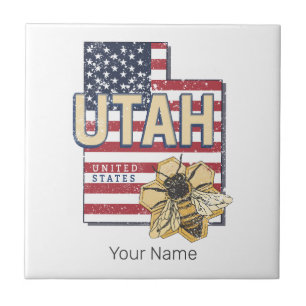 Utah Bee Verenigde Staten Retro Kaart  Verenigde S Tegeltje