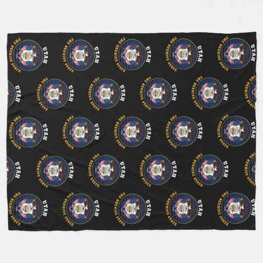 UTAH BEEHIVE STATE FLAG FLEECE DEKEN (Voorkant (Horizontaal))