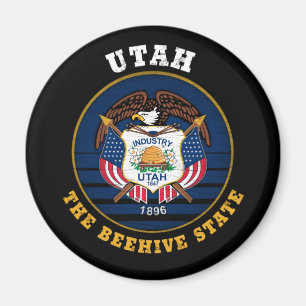 UTAH BEEHIVE STATE FLAG MAGNEET