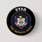 UTAH BEEHIVE STATE FLAG RONDE BUTTON 5,7 CM (Voorkant)