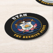 UTAH BEEHIVE STATE FLAG RONDE KARTONNEN ONDERZETTER (Gebogen)