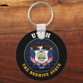 UTAH BEEHIVE STATE FLAG SLEUTELHANGER (Voorkant)