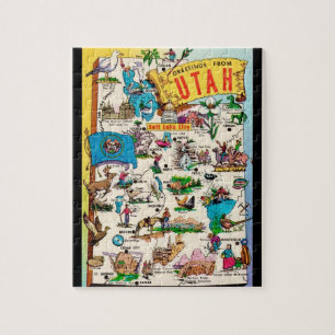 Utah Briefkaart Kaart Jigsaw Puzzel