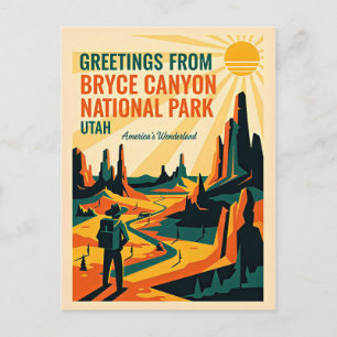 Utah – Bryce Canyon National Park Retro jaren 30 Briefkaart